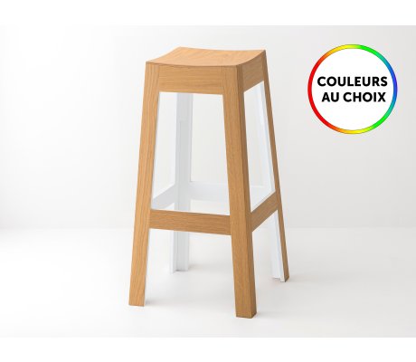 Tabouret de bar en bois laqué couleur personnalisée - Wak