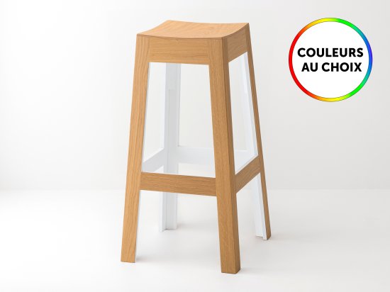 Tabouret de bar en bois laqué couleur personnalisée - Wak
