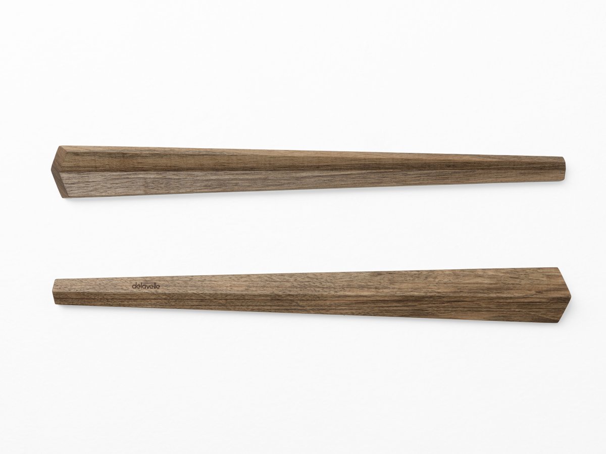 Couverts à salade ergonomique en noyer originale à partir de chutes de bois valorisé et design