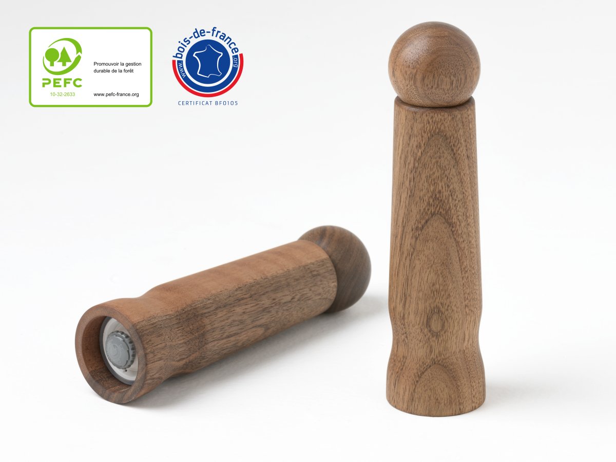 Moulin à poivre en noyer certifié PEFC et BOIS DE FRANCE