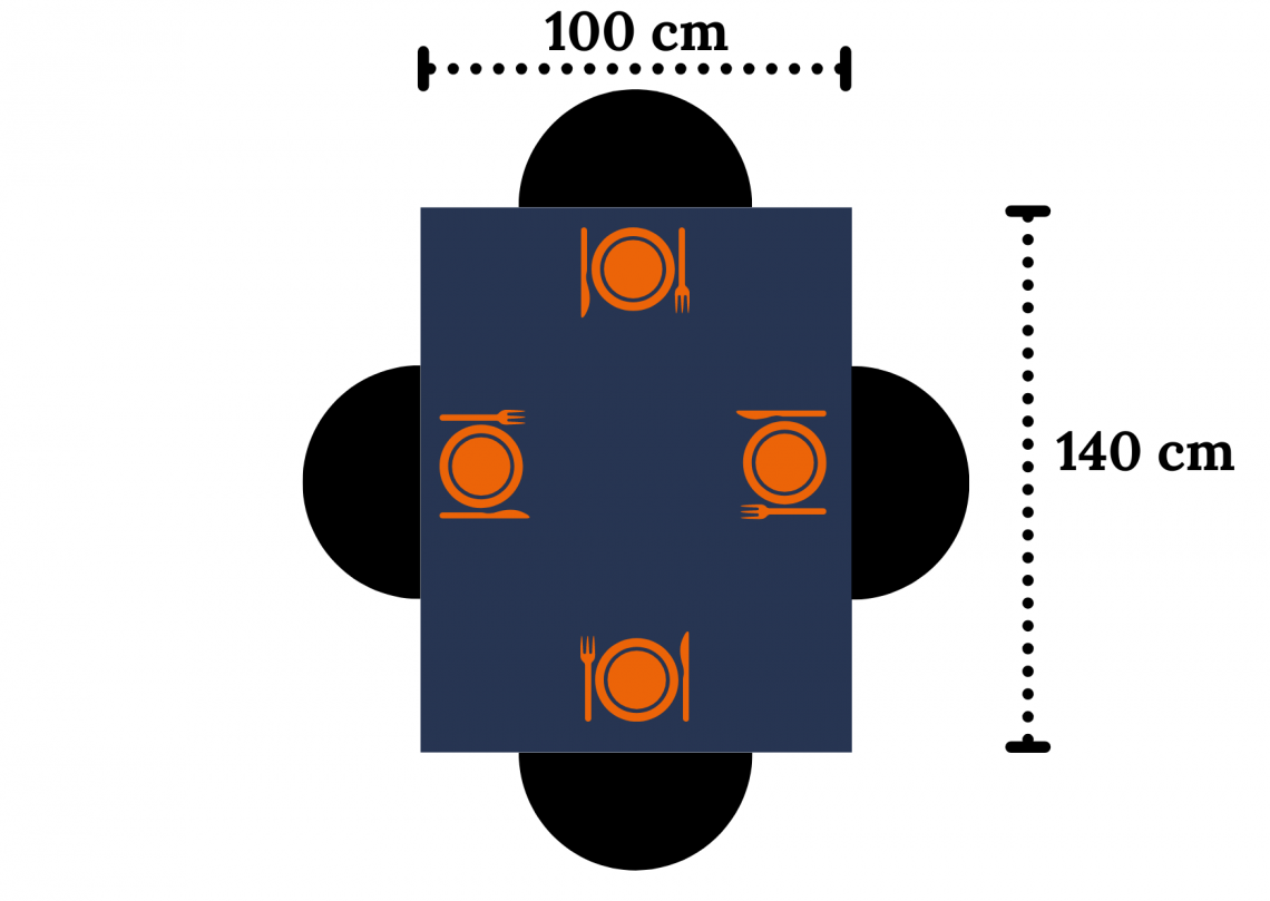 Table quatre personnes 140 x 100 cm